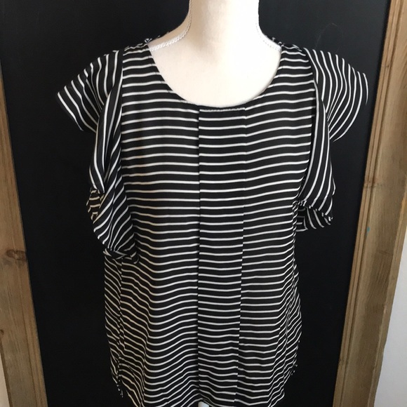 Elle Black and White Striped Blouse - Picture 2 of 4